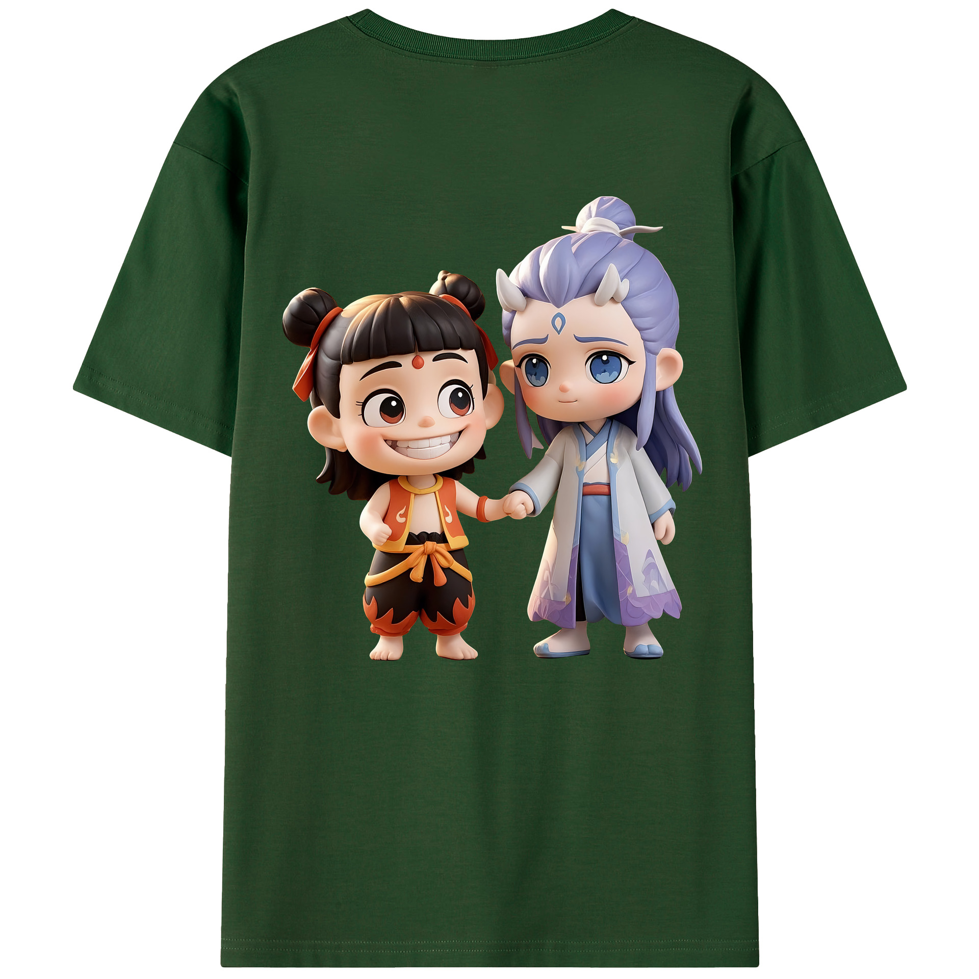 （画像用） Ne Zha 2 ナタ 魔童の大暴れ 綿100％半袖Tシャツ（背面プリント）